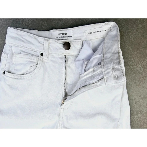 Cotton On Size 0 Women's White Stretch Mom Denim Jeans 28 Inch Inseam - Picture 10 of 12